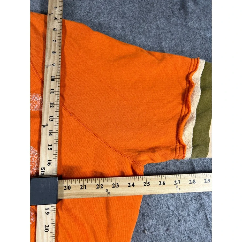 Free People Sweatshirt Womens XS Orange Fleece Lined Graphic Pullover Oversized